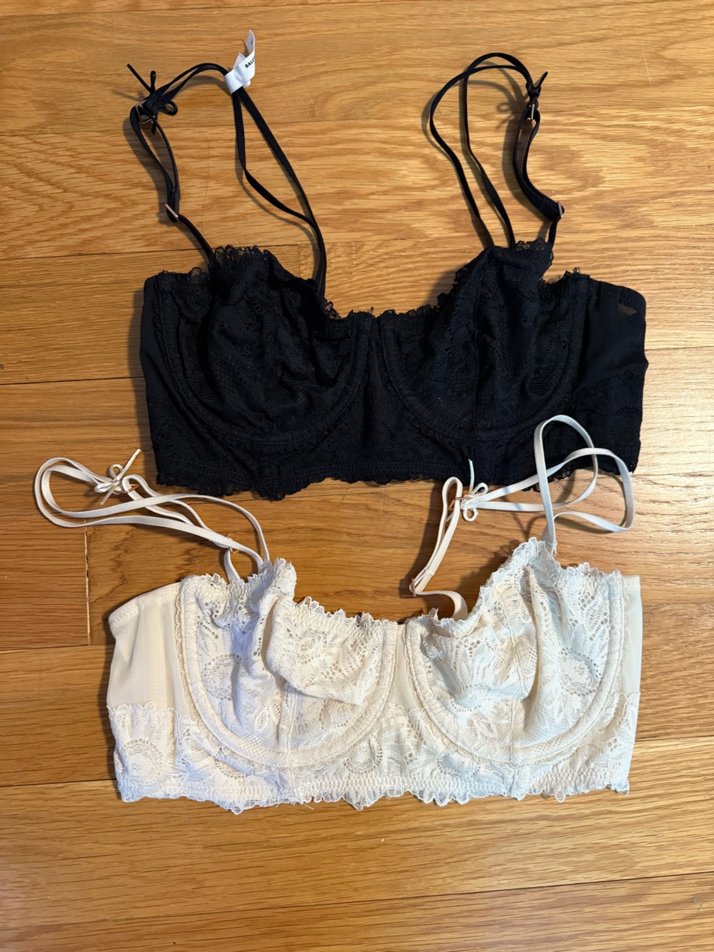 aerie Lace Longline Bralettes - Black & White